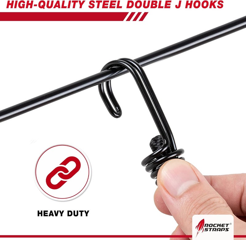 Rocket Straps Ultimate Outdoor Bungee Cord Assortment - Heavy Duty Set of 12 Bungee Cords Double-J Hooks - Elastic Straps for Camping, Securing, and DIY and Multipurpose… (48") - Image 5